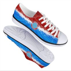Class Of 2022 Red & Blue Burst Medallion Canvas Low Top Shoes - Women's Shoes - Red