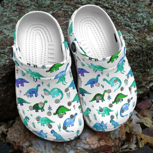 Dinosaur World Unisex Clog Shoes - Clog Shoes - White