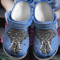 Elephant Pattern Unisex Clog Shoes For Men And Women - Clog Shoes - Blue