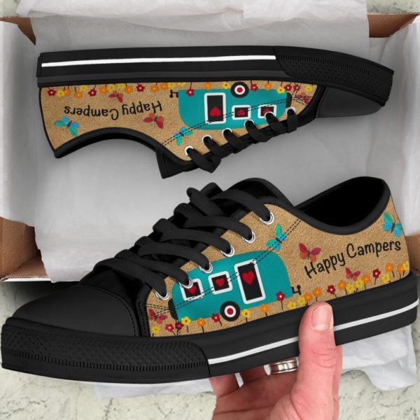 Happy Campers Camping Lover Low Top Shoes For Men And Women - Women's Shoes - Black