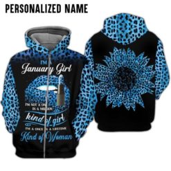 January Girl Birthday Gift All Over Print 3D Hoodie Leggings T-Shirt Hollow Tank Top - 3D Zip Hoodie - Black