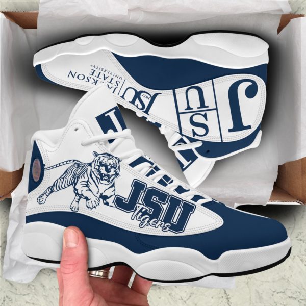 JUS Tigers Jackson State University Jordan 13 Shoes - Men's Air Jordan 13 - White