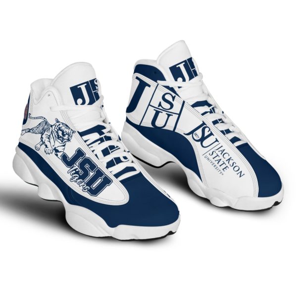 JUS Tigers Jackson State University Jordan 13 Shoes - Women's Air Jordan 13 - White