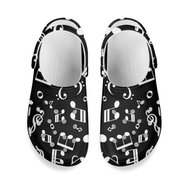 Music Notes Music Lover Unisex Clog Shoes - Clog Shoes - Black