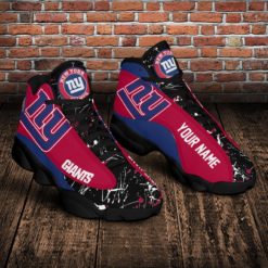 New York Giants Personalized Name Air Jordan 13 Shoes - Women's Air Jordan 13 - Black