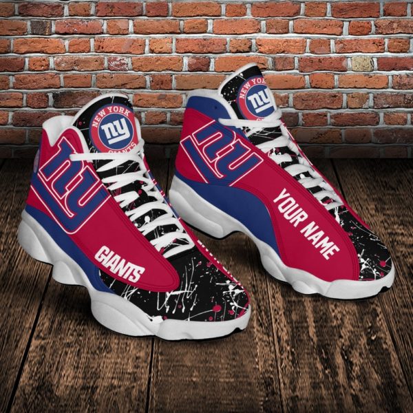 New York Giants Personalized Name Air Jordan 13 Shoes - Women's Air Jordan 13 - White