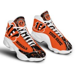 NFL Personalized Your Name Cincinnati Bengals Air Jordan 13 Shoes - Men's Air Jordan 13 - White