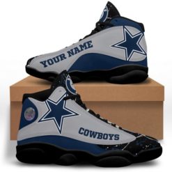 NFL Personalized Your Name Dallas Cowboys Air Jordan 13 Shoes - Women's Air Jordan 13 - Black