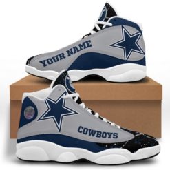 NFL Personalized Your Name Dallas Cowboys Air Jordan 13 Shoes - Women's Air Jordan 13 - White