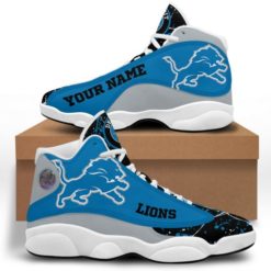 NFL Personalized Your Name Detroit Lions Air Jordan 13 Shoes - Women's Air Jordan 13 - White