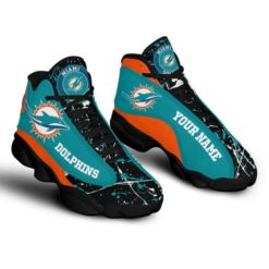 NFL Personalized Your Name Miami Dolphins Air Jordan 13 Shoes - Men's Air Jordan 13 - Black