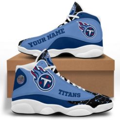 NFL Personalized Your Name Tennessee Titans Air Jordan 13 Shoes - Women's Air Jordan 13 - White