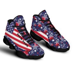 Personalized Name American Flag Star Air Jordan 13 Shoes - Men's Air Jordan 13 - Black