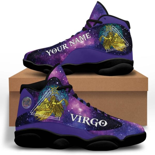 Personalized Name Virgo Zodiac Air Jordan 13 Shoes - Women's Air Jordan 13 - Black