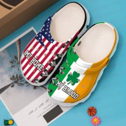 St Patrick’s Day American Flag My Home My Blood Clog Shoes - Clog Shoes - Green