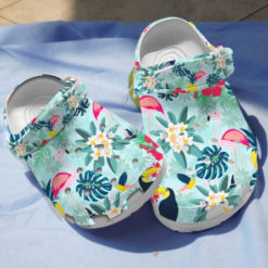 Tropical Flamingo Happy Summer Unisex Clog Shoes - Clog Shoes - Light Blue