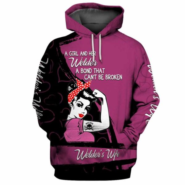 Welder’s Wife All Over Print 3D Hoodie - 3D Hoodie - Purple