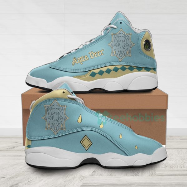 aqua deer custom black clover anime air jordan 13 shoes 1 Xr1fr 600x600px Aqua Deer Custom Black Clover Anime Air Jordan 13 Shoes