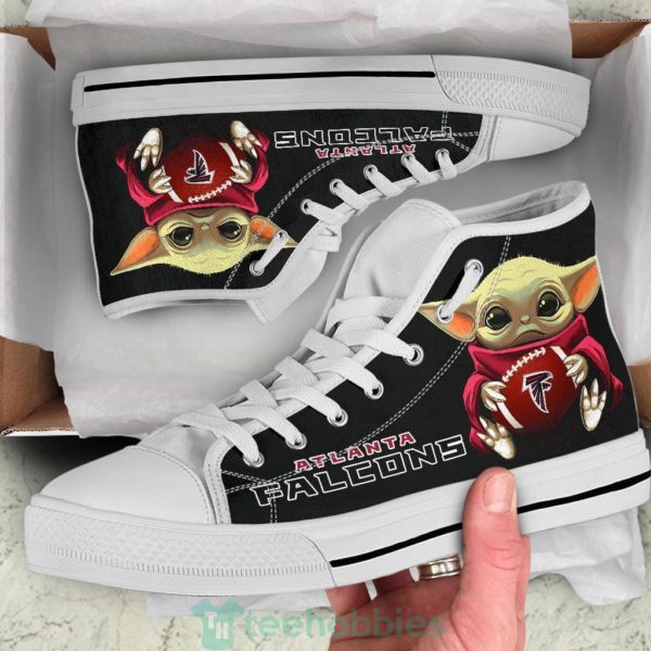 baby yoda hug falcons high top shoes fan gift 2 rdn2M 600x600px Baby Yoda Hug Falcons High Top Shoes Fan Gift