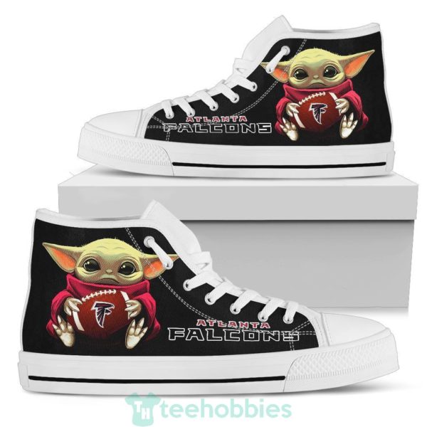 baby yoda hug falcons high top shoes fan gift 3 X3SZH 600x600px Baby Yoda Hug Falcons High Top Shoes Fan Gift