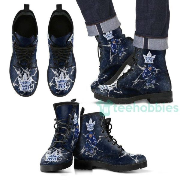 black toronto maple leafs leather boots shoes 1 AQQse 600x600px Black Toronto Maple Leafs Leather Boots Shoes