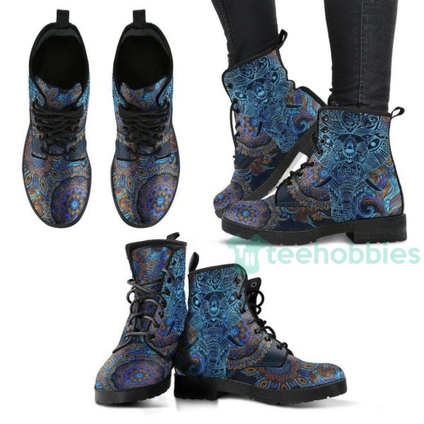 blue elephant mandala handcrafted leather boots shoes 1 J4Ov0 600x600px Blue Elephant Mandala Handcrafted Leather Boots Shoes