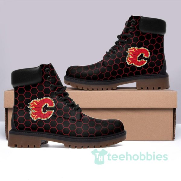 calgary flames hockey leather boots men women gift 1 w7UPF 600x600px Calgary Flames Hockey Leather Boots Men Women Gift
