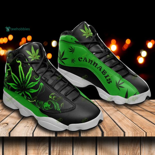 cannabis weed leaf green and black air jordan 13 sneaker shoes 2 hOy20 600x600px Cannabis Weed Leaf Green And Black Air Jordan 13 Sneaker Shoes