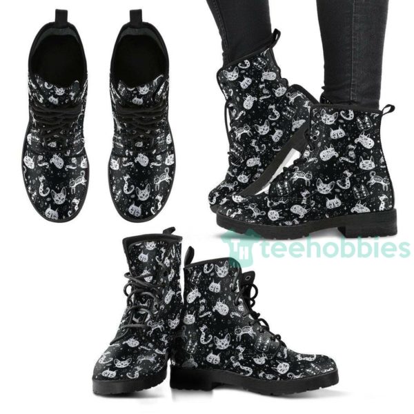 cat pattern leather boots shoes 1 tOLIg 600x600px Cat Pattern Leather Boots Shoes