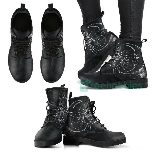 charcoal sun moon leather boots shoes 1 PYeaT 600x600px Charcoal Sun Moon Leather Boots Shoes
