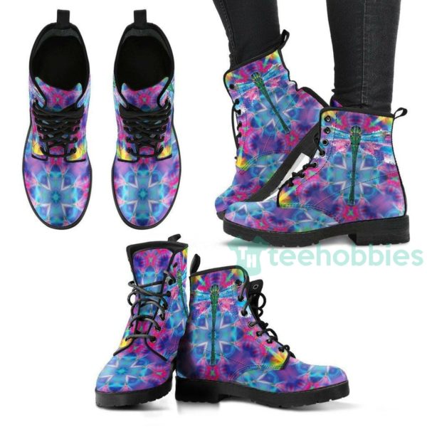 colorful dragonfly leather boots shoes 1 GPLPH 600x600px Colorful Dragonfly Leather Boots Shoes
