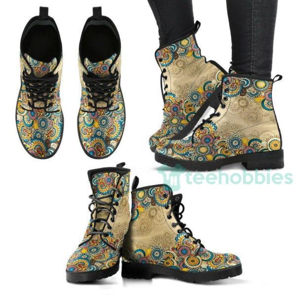 colorful mandala leather boots shoes 1 4CQis 600x600px Colorful Mandala Leather Boots Shoes