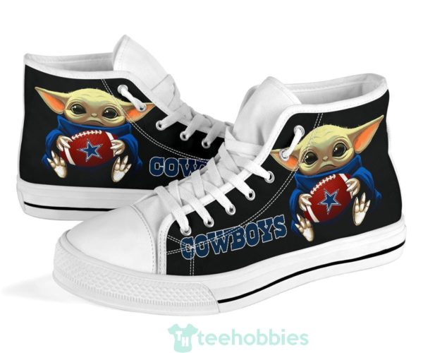 cowboys cute baby yoda high top shoes fan gift 1 UbaY8 600x500px Cowboys Cute Baby Yoda High Top Shoes Fan Gift