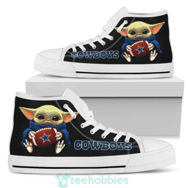 cowboys cute baby yoda high top shoes fan gift 3 YSkeW 600x600px Cowboys Cute Baby Yoda High Top Shoes Fan Gift