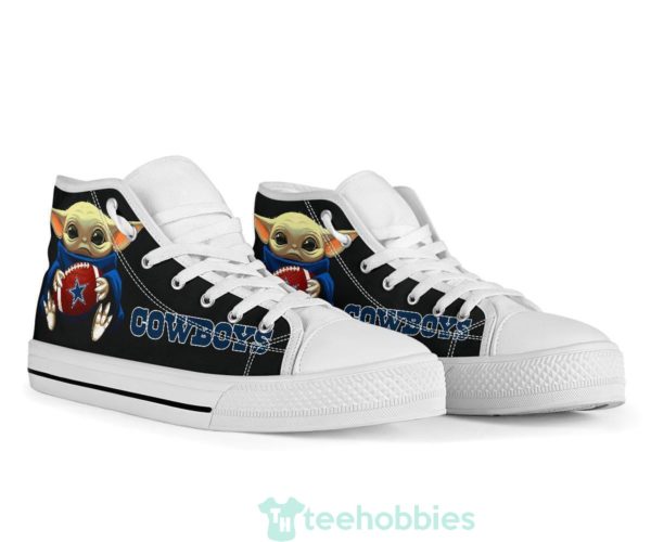 cowboys cute baby yoda high top shoes fan gift 4 wGotM 600x500px Cowboys Cute Baby Yoda High Top Shoes Fan Gift