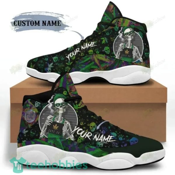 custom name weed leaf and skull pattern air jordan 13 sneakers 1 HzNcs 600x600px Custom Name Weed Leaf And Skull Pattern Air Jordan 13 Sneakers