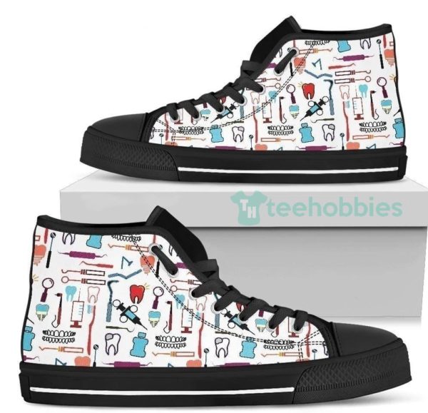 dentist icon tools mens high top shoes gift idea 2 yOV1p 600x579px Dentist Icon Tools Men's High Top Shoes Gift Idea