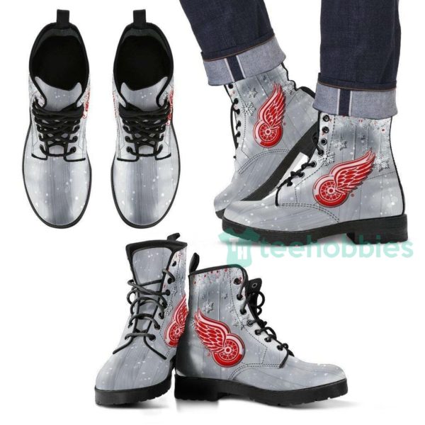 detroit red wings grey leather boots shoes 1 c9DfJ 600x600px Detroit Red Wings Grey Leather Boots Shoes