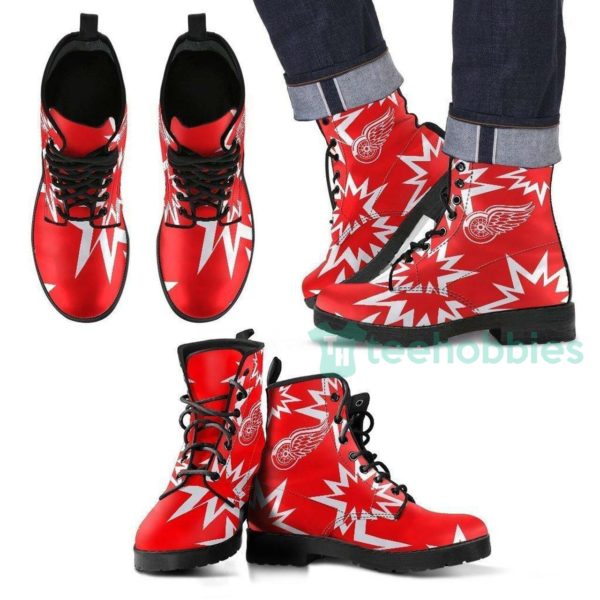 detroit red wings red leather boots shoes 1 a6UlK 600x600px Detroit Red Wings Red Leather Boots Shoes