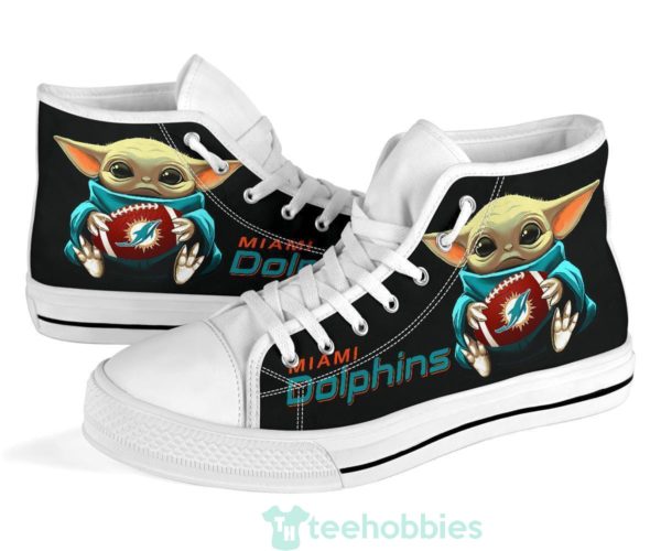 dolphins cute baby yoda high top shoes fan gift 1 ZRRcz 600x500px Dolphins Cute Baby Yoda High Top Shoes Fan Gift