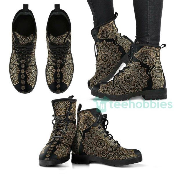 elephant mandala handcrafted leather boots shoes 1 riRIu 600x600px Elephant Mandala Handcrafted Leather Boots Shoes