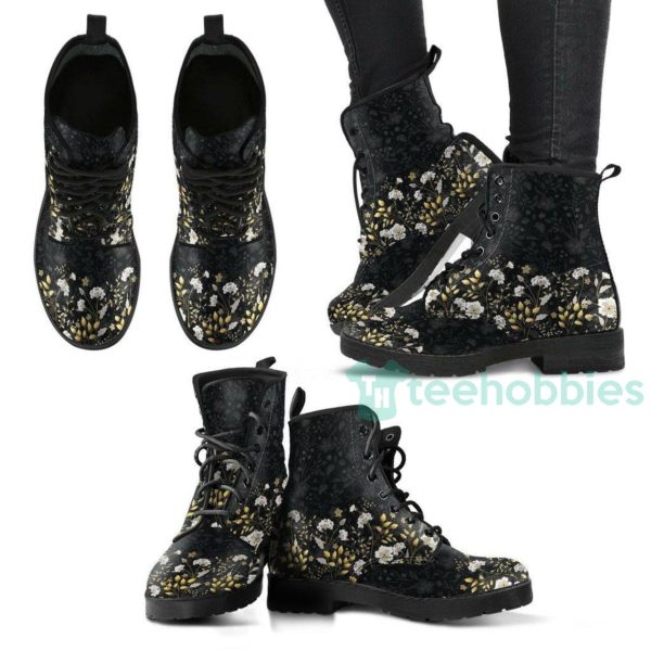 floral pattern 2 handcrafted leather boots shoes 1 sq4vS 600x600px Floral Pattern 2 Handcrafted Leather Boots Shoes