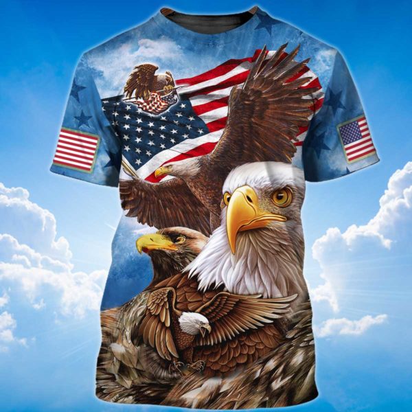flying bald eagle american pride tshirt eagle lover tshirtqywir 600x600px American Flag Flying Bald Eagle American Pride 3D T Shirt