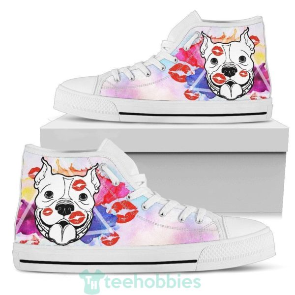 funny pit bull kisses shoes high top for women 1 t78QE 600x600px Funny Pit Bull Kisses Shoes High Top For Women