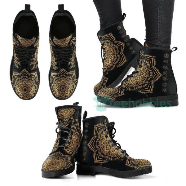 gold chakra mandala leather boots shoes 1 t44OC 600x600px Gold Chakra Mandala Leather Boots Shoes