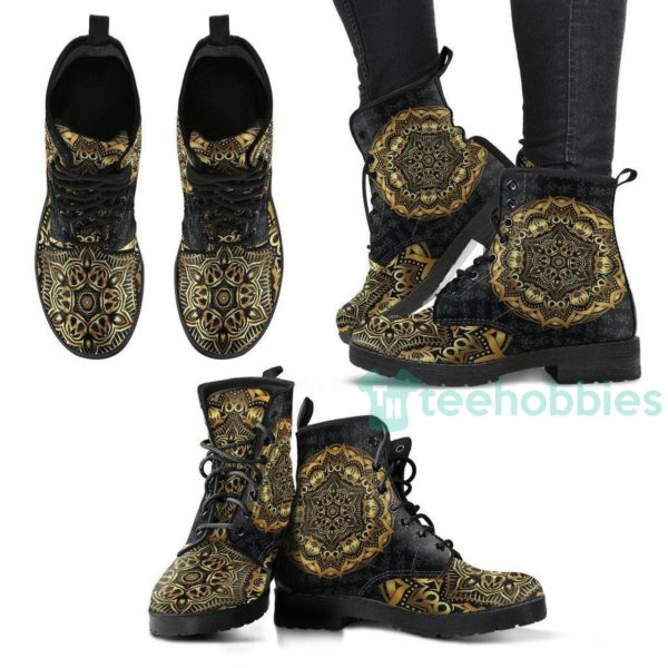 gold mandala leather boots shoes 1 ovSNS 600x600px Gold Mandala Leather Boots Shoes