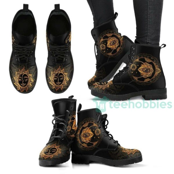 gold sun and moon leather boots shoes 1 Mvrih 600x600px Gold Sun And Moon Leather Boots Shoes