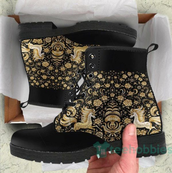 gold unicorn leather boots shoes 1 kIhdM 600x603px Gold Unicorn Leather Boots Shoes