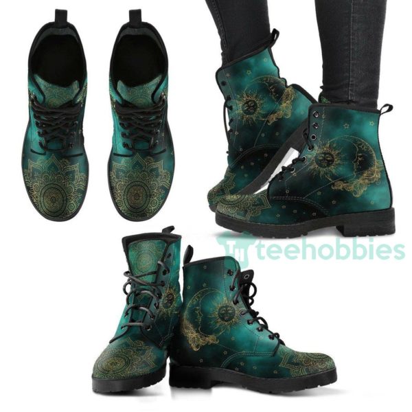 green sun and moon handcrafted leather boots shoes 1 7B8Kg 600x600px Green Sun And Moon Handcrafted Leather Boots Shoes