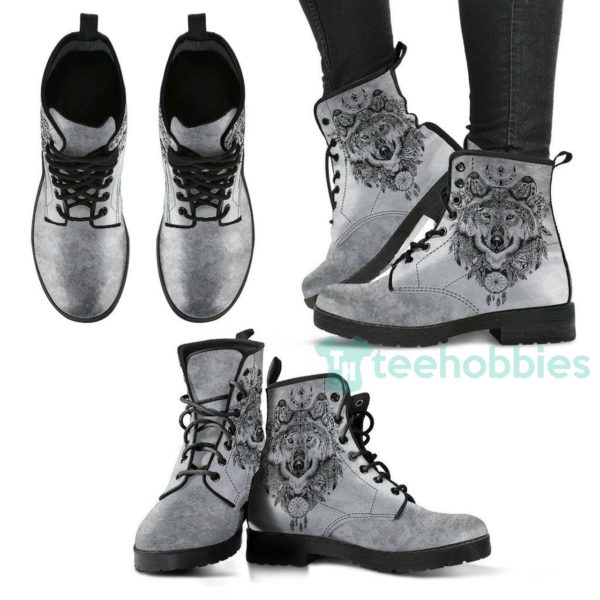grey boho wolf womens leather boots womens shoes 1 W3ha0 600x600px Grey Boho Wolf Womens Leather Boots Womens Shoes